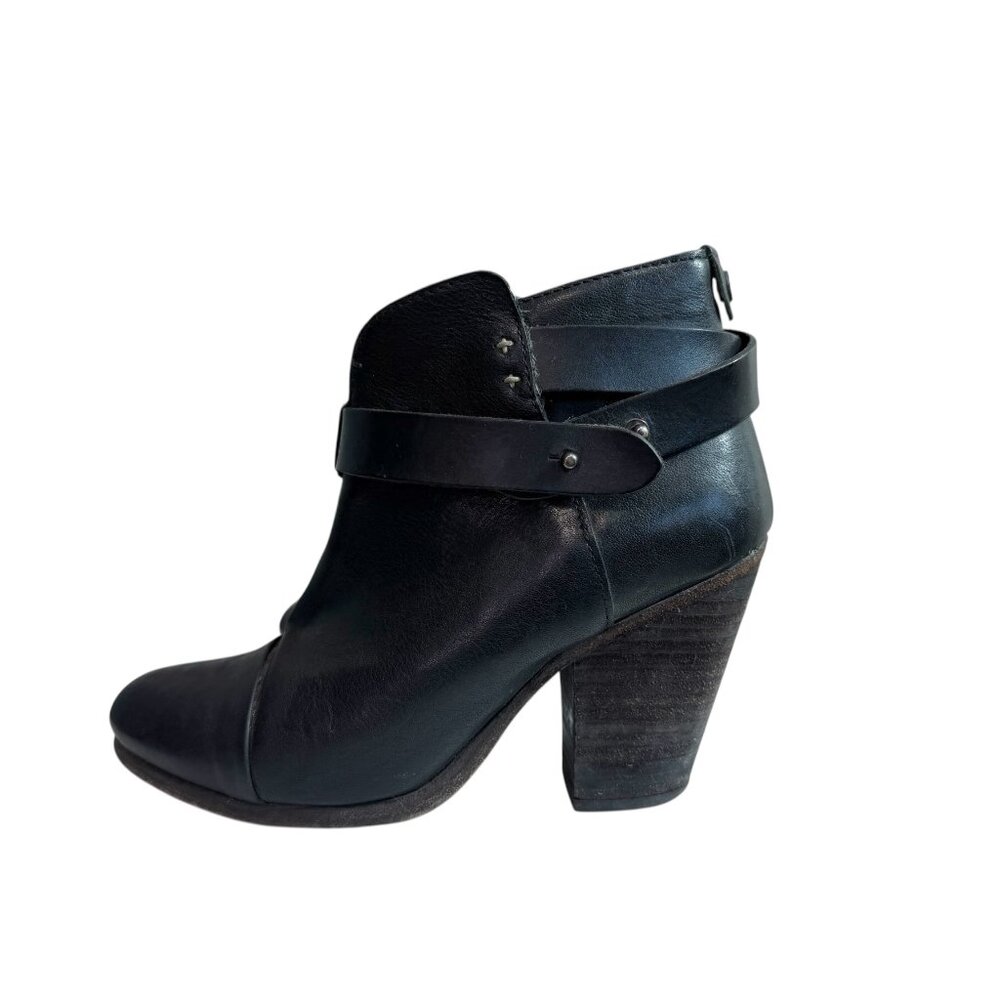 Rag & Bone Harrow Black Leather Ankle Boots Booties $495 Size EU 36, US 6